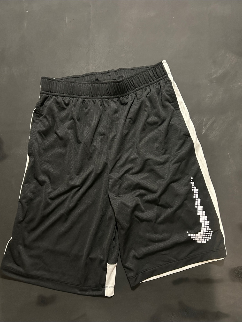 Nike Black Shorts with White Pixel Swoosh